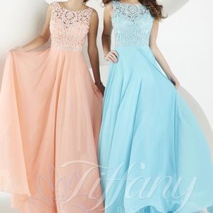 Tiffany design Coral chiffon prom dress!